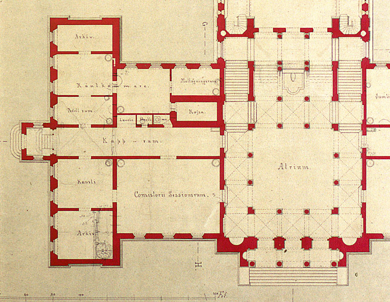 Excerpt from Helgo Zetterval’s original drawings of the main University building from 1874