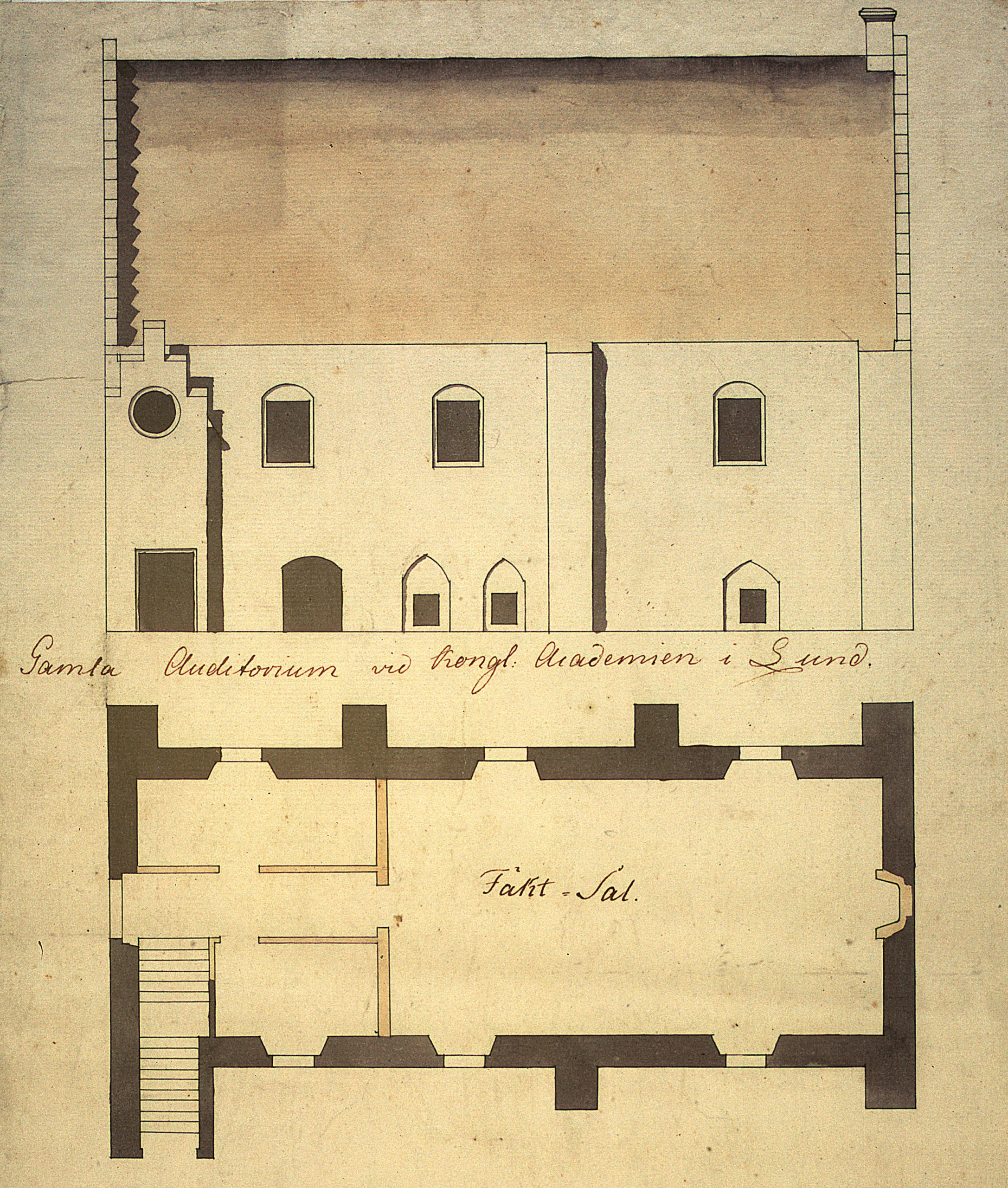 Part of a floor plan of Liberiet from the time the University took over the building