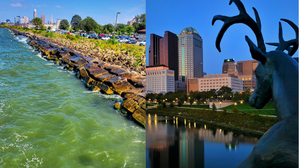 Two photos from the city of Dublin in the US