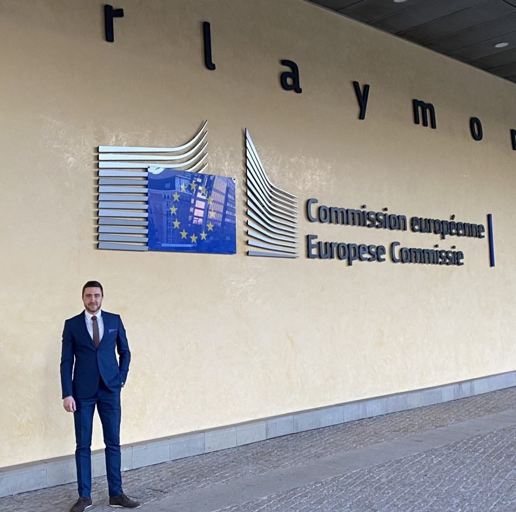 Damjan in front of the EU Commission