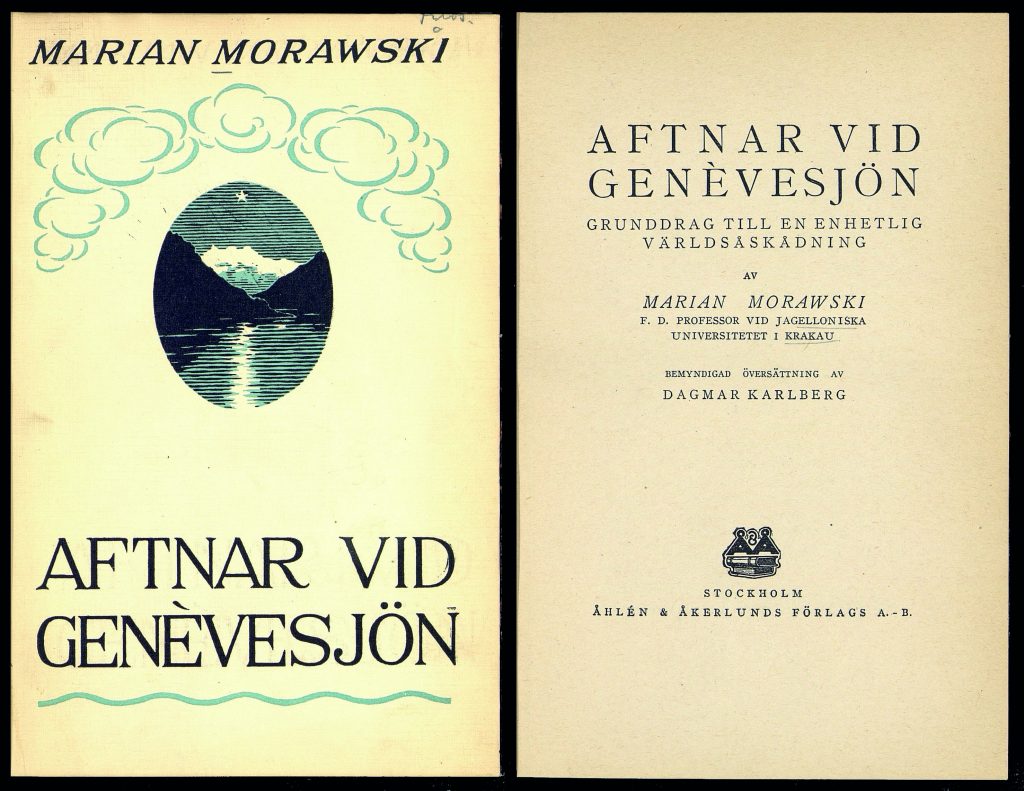 The cover and endpapers of Karlberg’s translation of Aftnar vid Genèvesjön