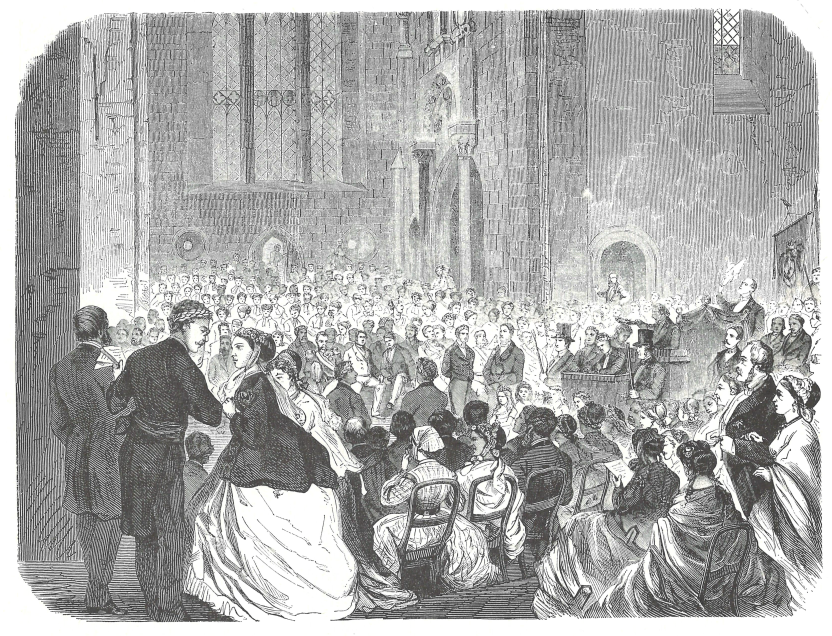 The doctoral conferment ceremony of the Faculty of philosophy at the 1868 bicentennial celebration. 