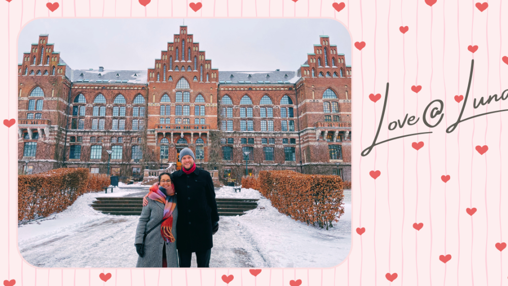 Erildas and Sharon outside the Lund University library