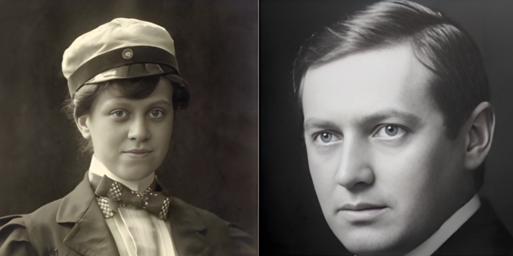 Elsa Collin, left and Manne Siegbahn, right.